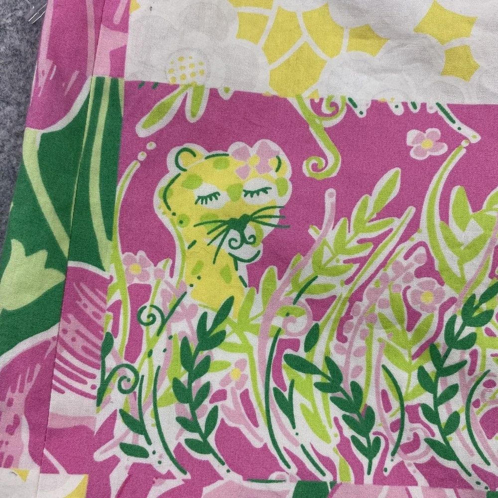 Lilly Pulitzer Skirt Womens 6 Pink Green Patchwork Floral Jungle Cat Print Lined - Picture 6 of 13